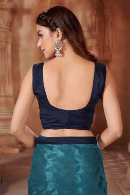 Blue printed lycra saree  5