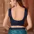 Blue printed lycra saree 
