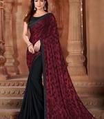Maroon printed lycra saree 