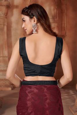 Maroon printed lycra saree  5
