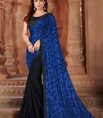 Blue printed lycra saree 