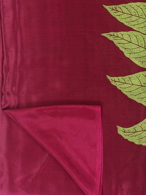 Maroon printed crepe saree with blouse 6