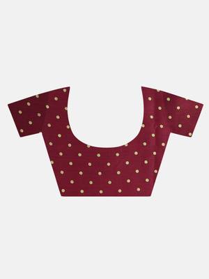Maroon printed crepe saree with blouse 7