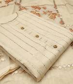 Beige stripes print chanderi salwar