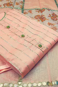 Peach stripes print chanderi salwar
