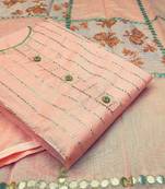 Peach stripes print chanderi salwar