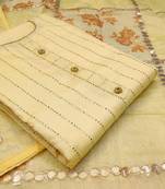 Yellow stripes print chanderi salwar