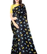 Black Dola Silk Butterfly Printed Saree With Blouse Piece.