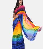 Multicolor Printed Georgette Saree With Blouse