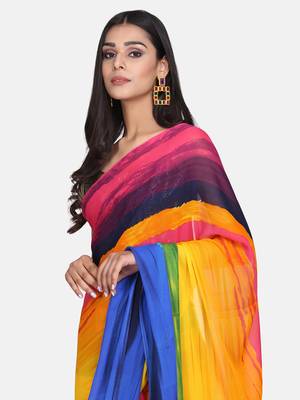 Multicolor Printed Georgette Saree With Blouse 4