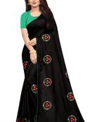 Black Vichitra Silk Embriodered Saree With Blouse Piece.