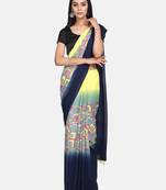 Yellow printed georgette saree with blouse