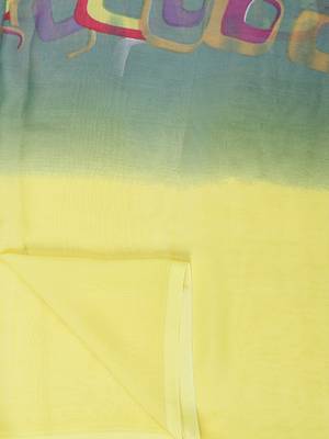 Yellow printed georgette saree with blouse 6