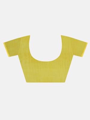 Yellow printed georgette saree with blouse 7