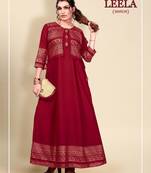 Maroon printed rayon long-kurtis