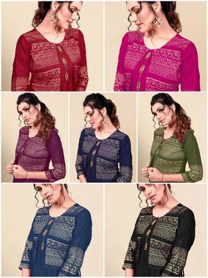 Light-green printed rayon long-kurtis 3