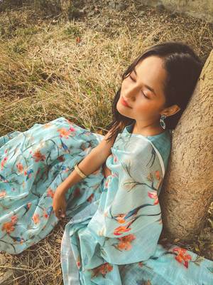 Blue faux_linen linen saree 2