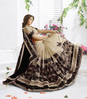Trendmalls Embroidery Bollywood Satin Chiffon and Net Party Wear Saree With Blouse 1