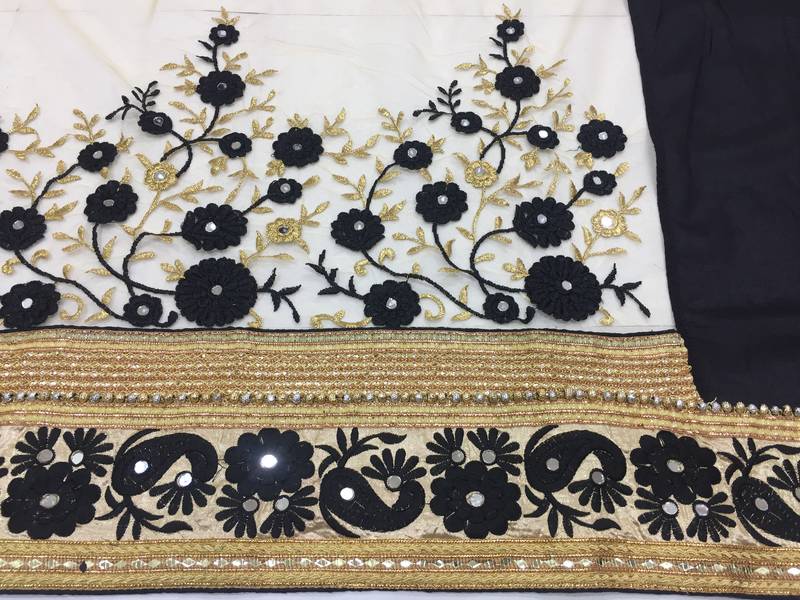 Trendmalls Embroidery Bollywood Satin Chiffon and Net Party Wear Saree With Blouse