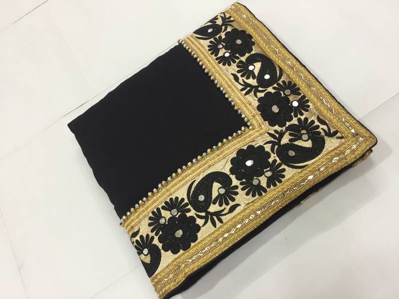 Trendmalls Embroidery Bollywood Satin Chiffon and Net Party Wear Saree With Blouse