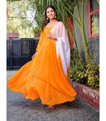 Yellow bandhani anarkali set