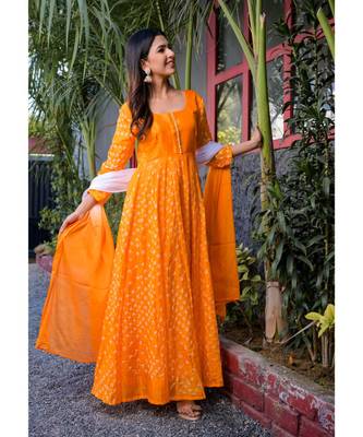 Yellow bandhani anarkali set 4