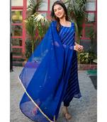 Blue leheriya kurta afghani salwar dupatta set