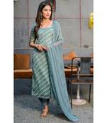 Grey leheriya kurta with salwar & dupatta set