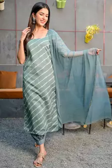 Grey leheriya kurta with salwar & dupatta set