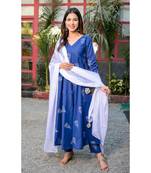 Blue block print angrakha set