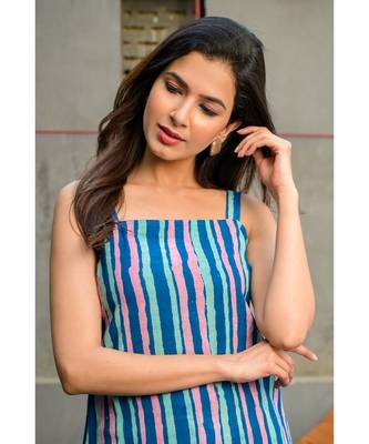 Blue stripes kurta pant set 4