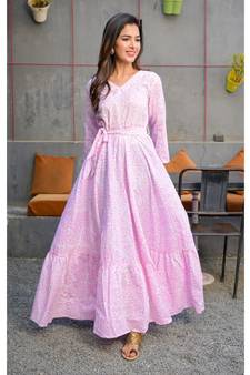 Pink flared maxi dress