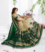 Trendmalls  Embroidery Bollywood Satin Chiffon And Net Green Traditional Wedding Party Wear Bridal Saree With Blouse  