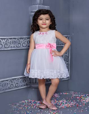 pink satin kids frocks 1