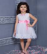 pink satin kids frocks