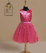pink satin kids frocks