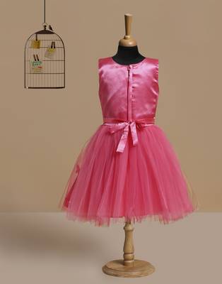 pink satin kids frocks 2