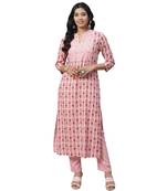 Pink printed cotton ethnic-kurtis