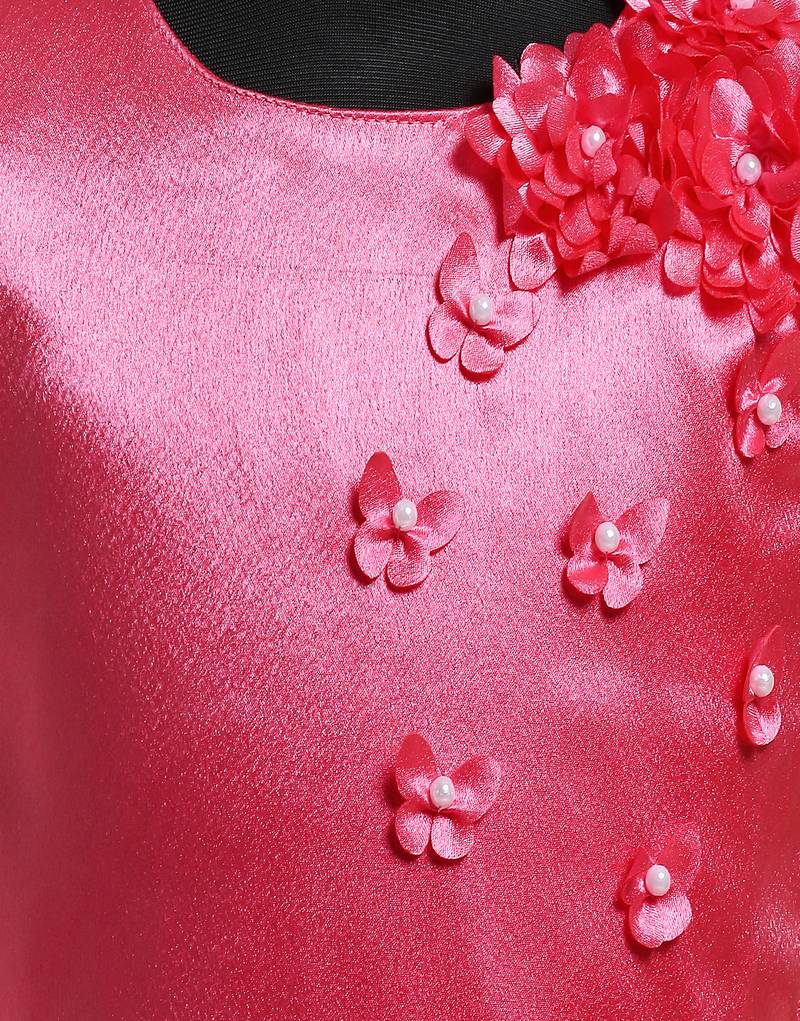 pink satin kids frocks