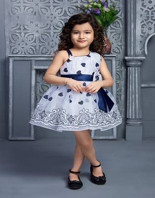 blue satin kids frocks 1