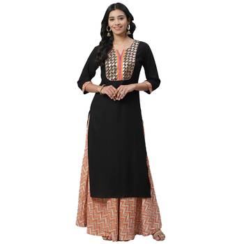 Black plain viscose rayon ethnic-kurtis 1