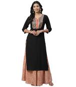 Black plain viscose rayon ethnic-kurtis