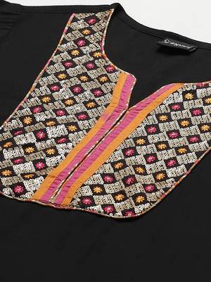Black plain viscose rayon ethnic-kurtis 2