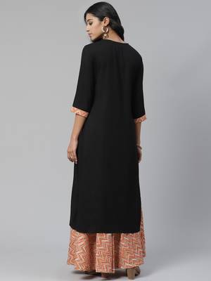 Black plain viscose rayon ethnic-kurtis 5