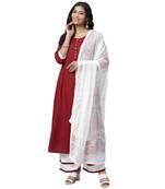 Red plain viscose rayon ethnic-kurtis