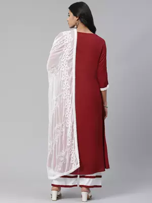 Red plain viscose rayon ethnic-kurtis 2