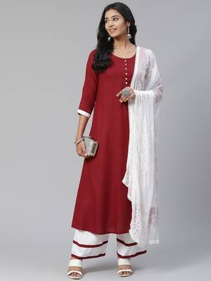 Red plain viscose rayon ethnic-kurtis 4