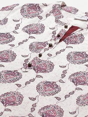 Beige printed cotton ethnic-kurtis 2
