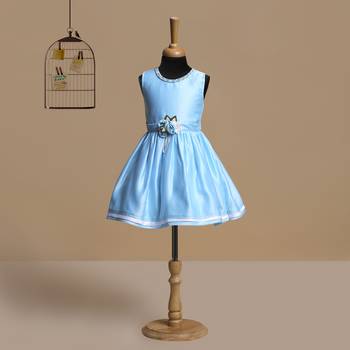 blue satin kids frocks 1