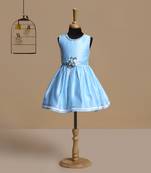 blue satin kids frocks